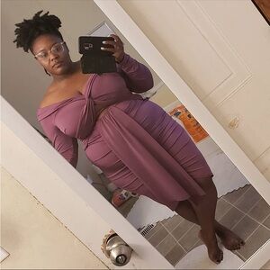 Elegant Purple Off-Shoulder Dress